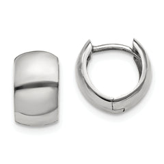 10k White Gold Round Hinged Hoop Earrings