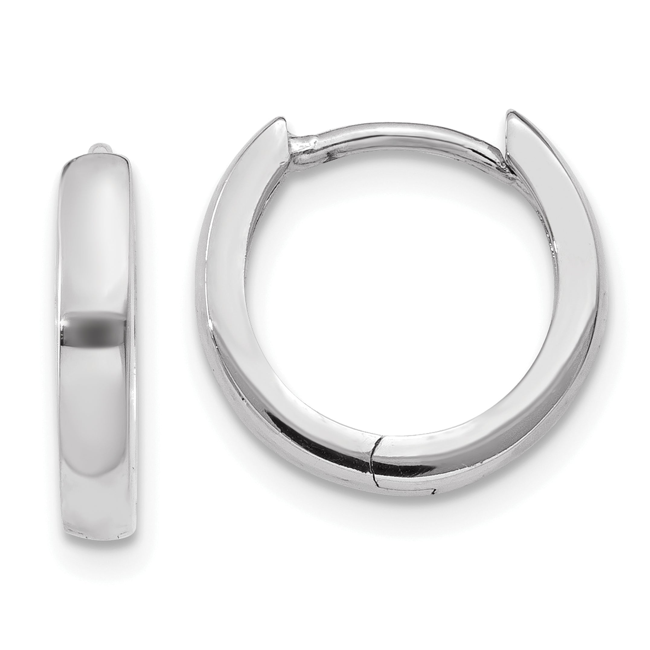 10K White Gold Hinged Hoop Earrings Main image