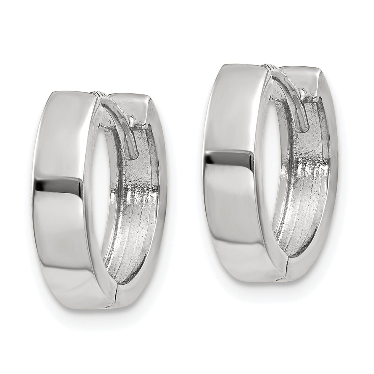 10k White Gold Round Hinged Hoop Earrings Secondary image