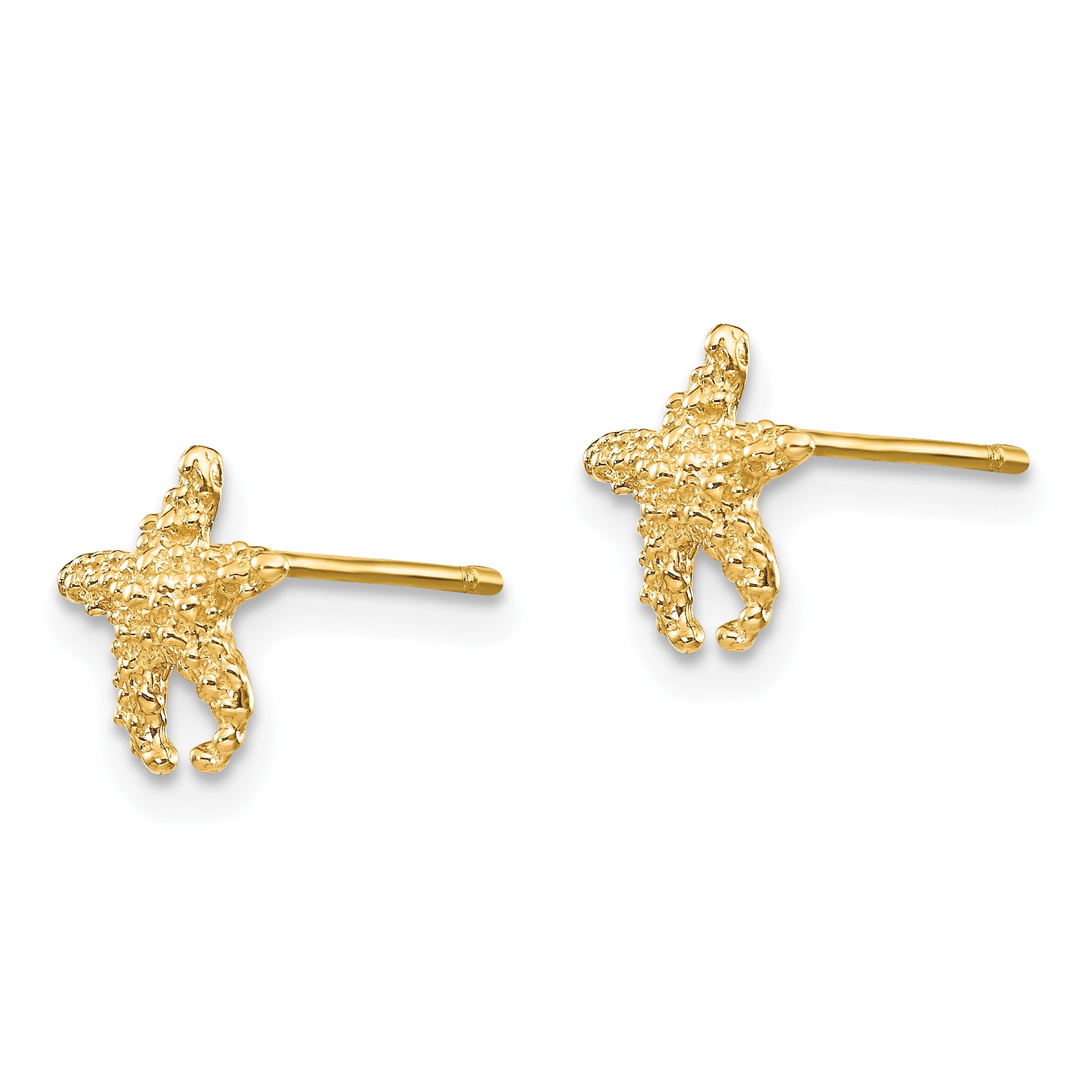 10K Polished Textured Starfish Post Earrings