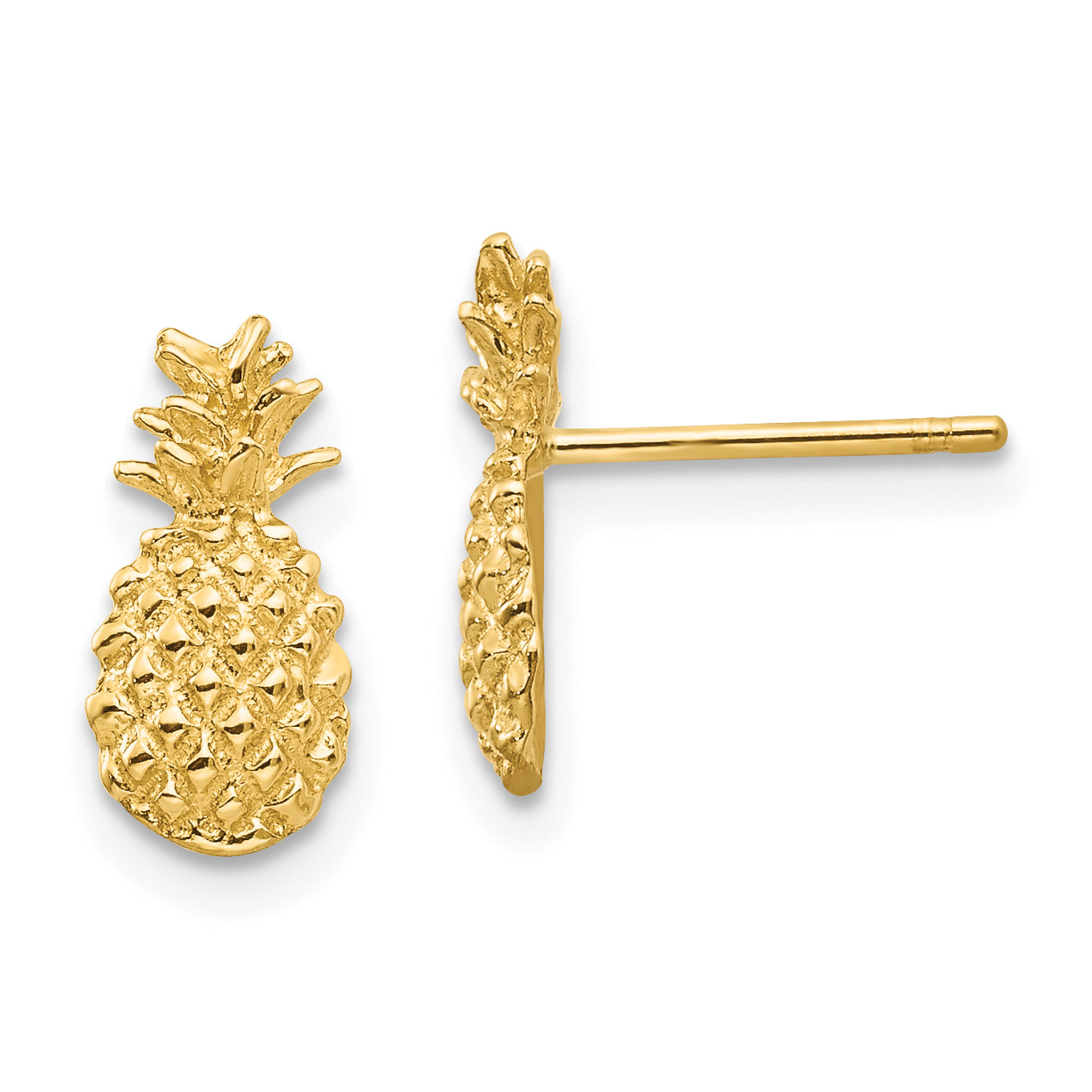 10K Polished Textured Pineapple Post Earrings Main image