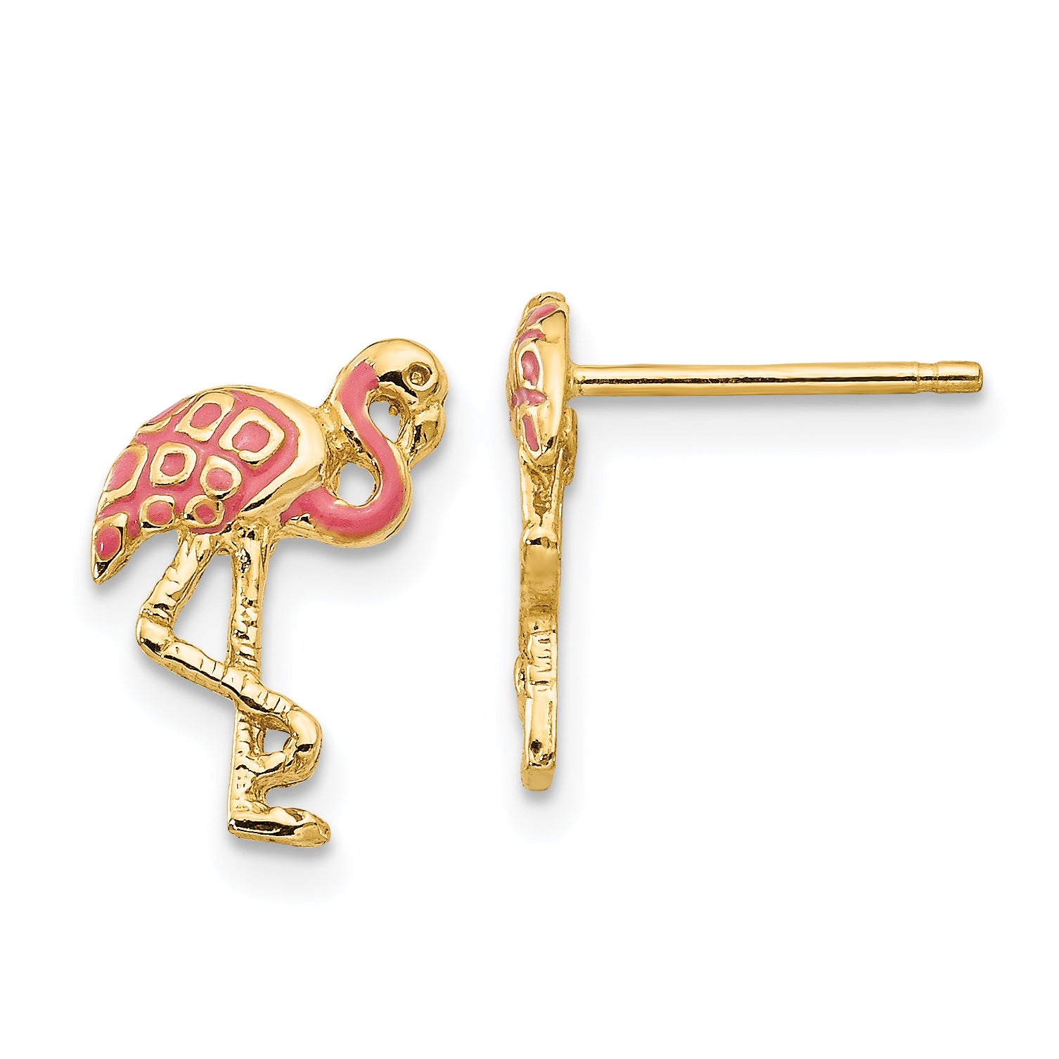 10k Pink Enameled Flamingo Post Earrings Main image