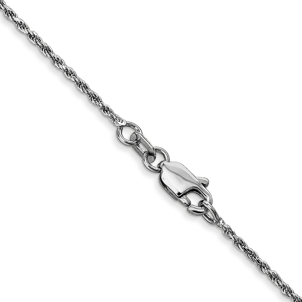 10k White Gold 1.15mm Diamond Cut Machine Made Rope Chain