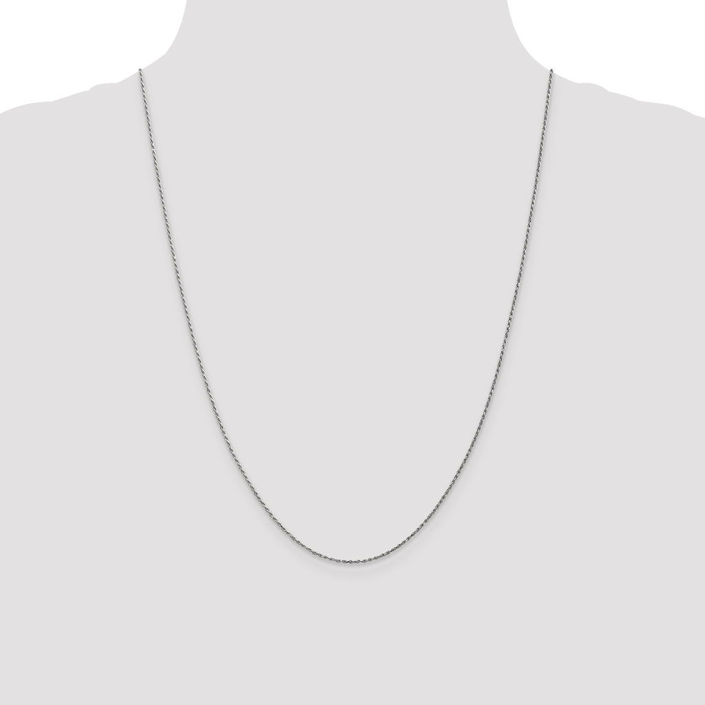 10k White Gold 1.15mm Diamond Cut Machine Made Rope Chain
