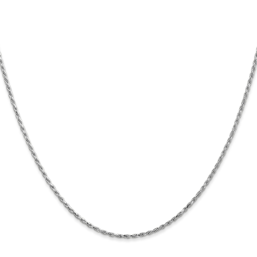 10 Karat White Gold 1.3mm D/C Machine Made Rope Chain - View 2