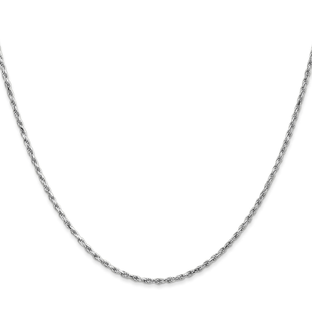10 Karat White Gold 1.6mm D/C Machine Made Rope Chain - View 2