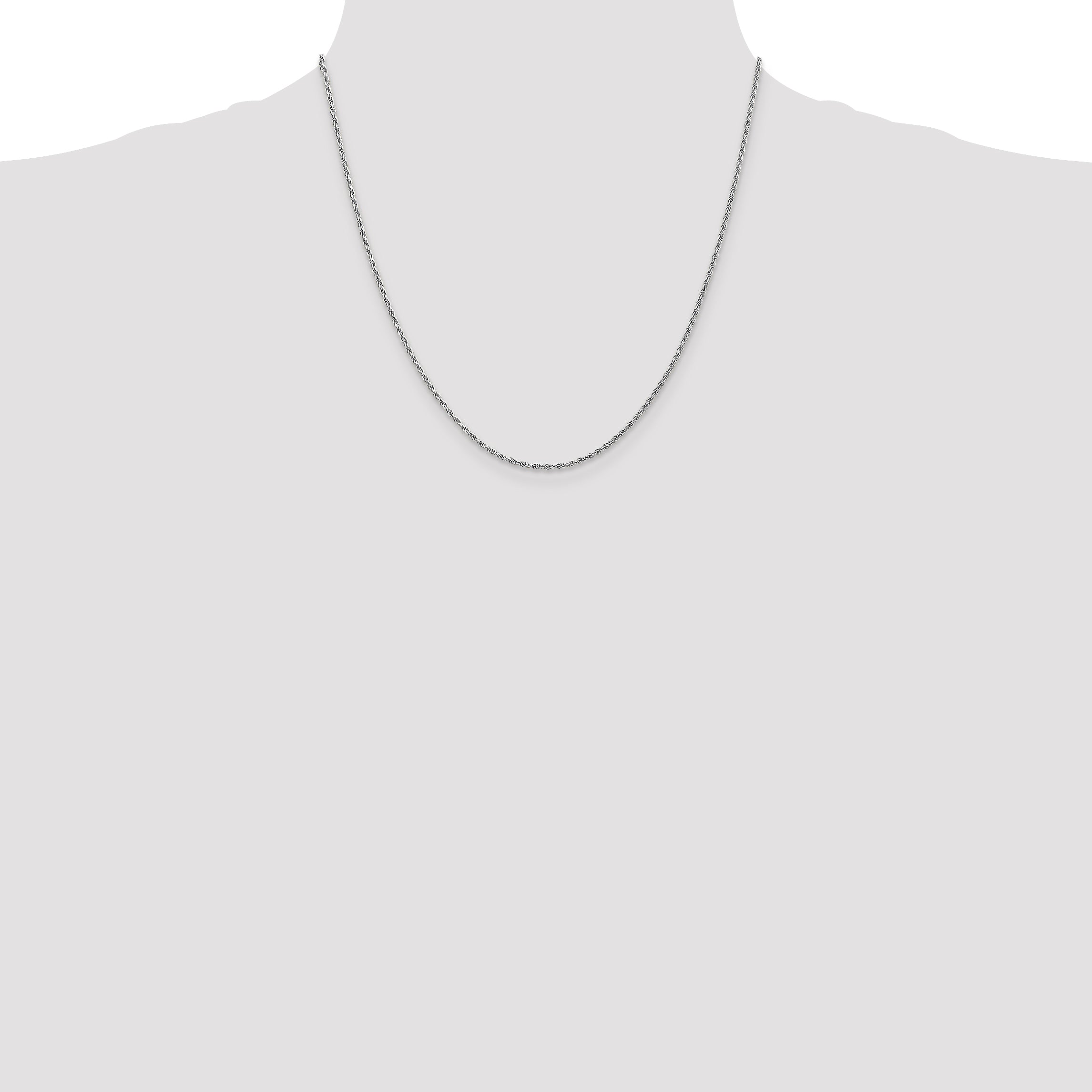 10k White Gold 1.6mm Diamond Cut Machine Made Rope Chain
