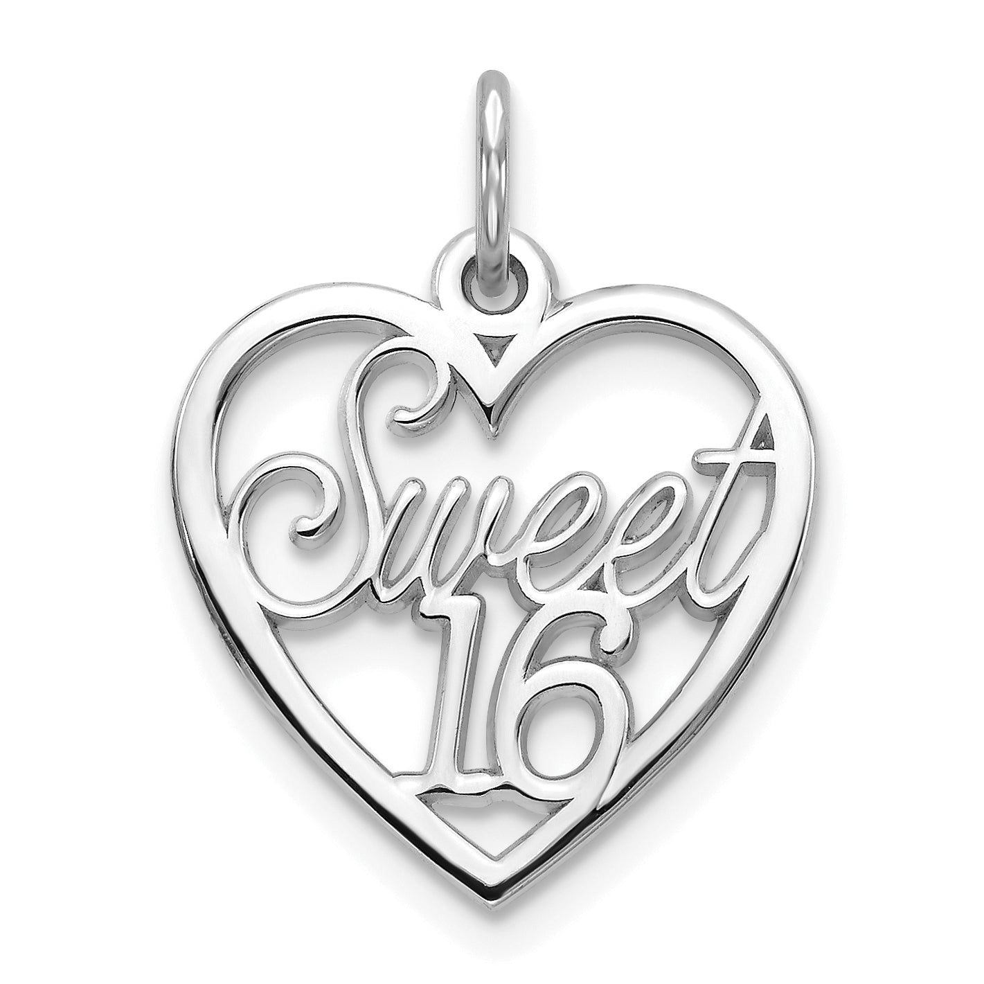 10K White Gold SWEET 16 In Heart Charm Main image