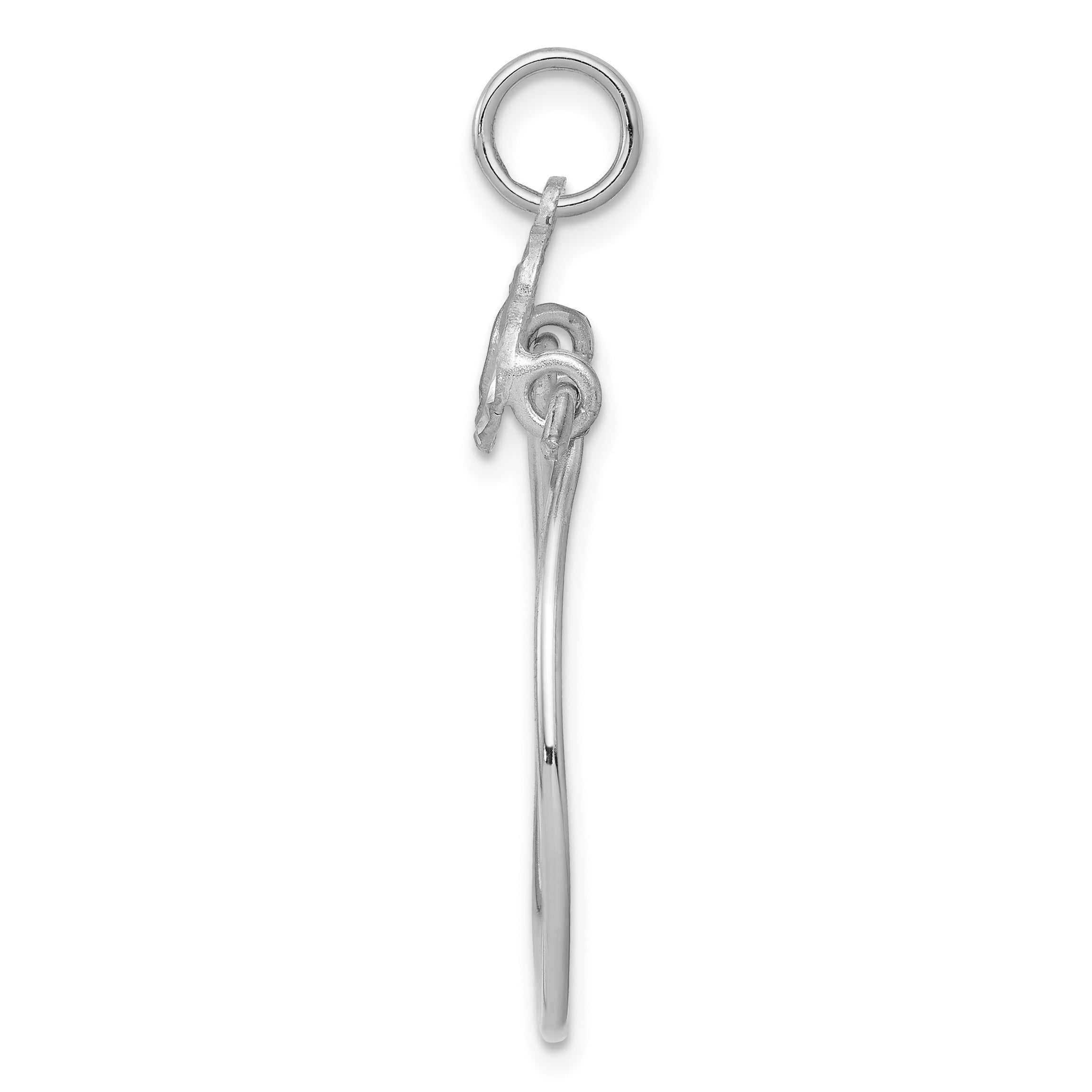 10K White Gold Double Hearts On Top Charm Holder Secondary image