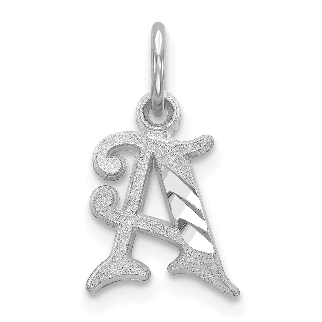 10k White Gold Diamond-cut Initial A Charm Main image