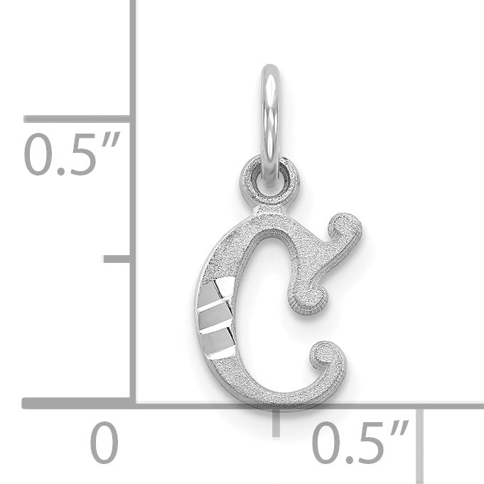 10k White Gold Diamond-cut Initial C Charm Secondary image