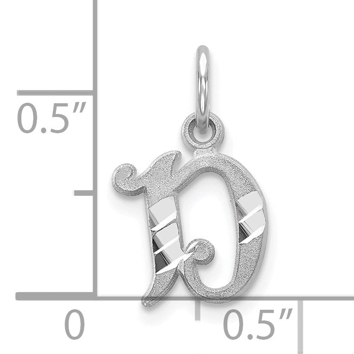 10k White Gold Diamond-cut Initial D Charm Secondary image