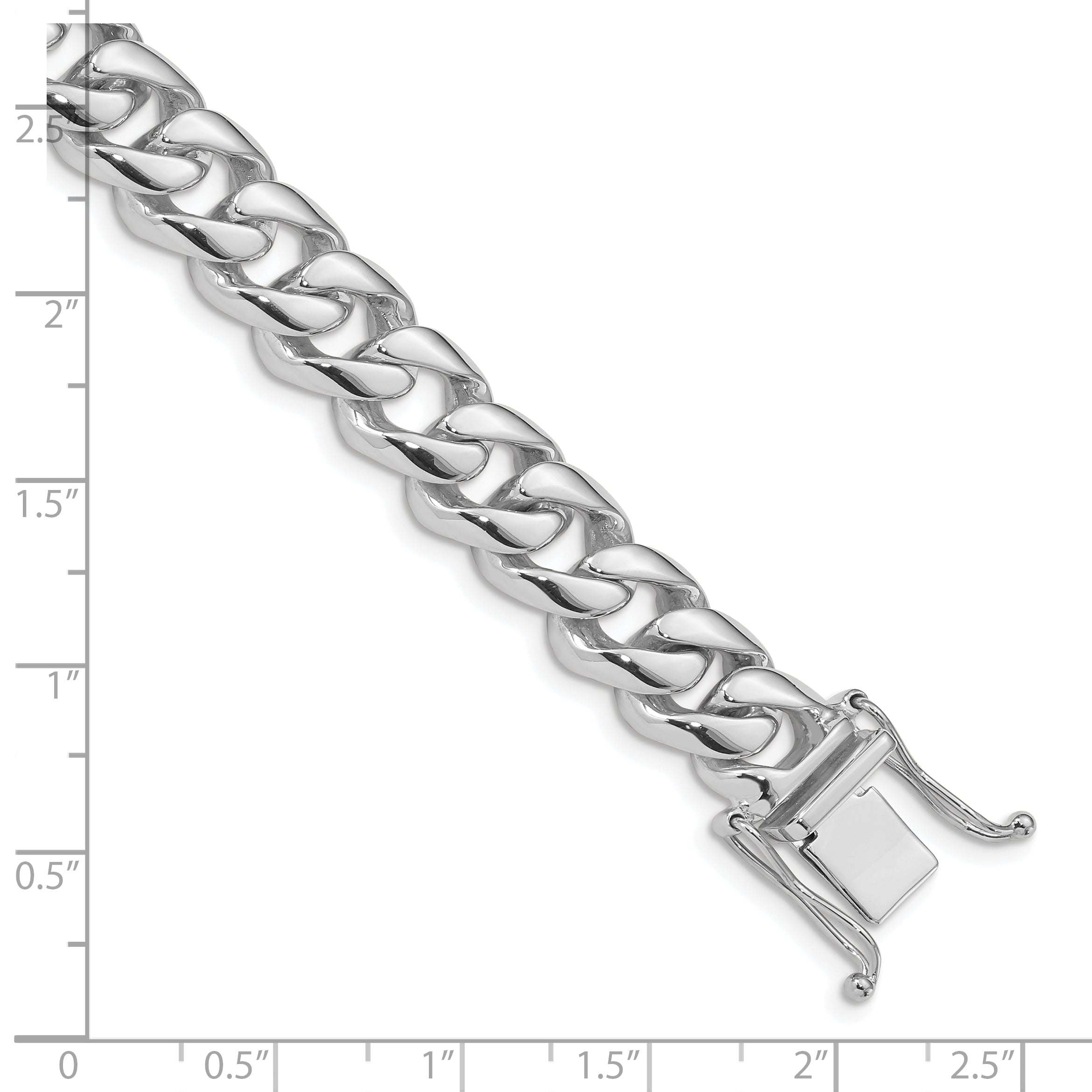 10k White Gold 9.6mm Hand-polished Rounded Curb Link Bracelet Secondary image