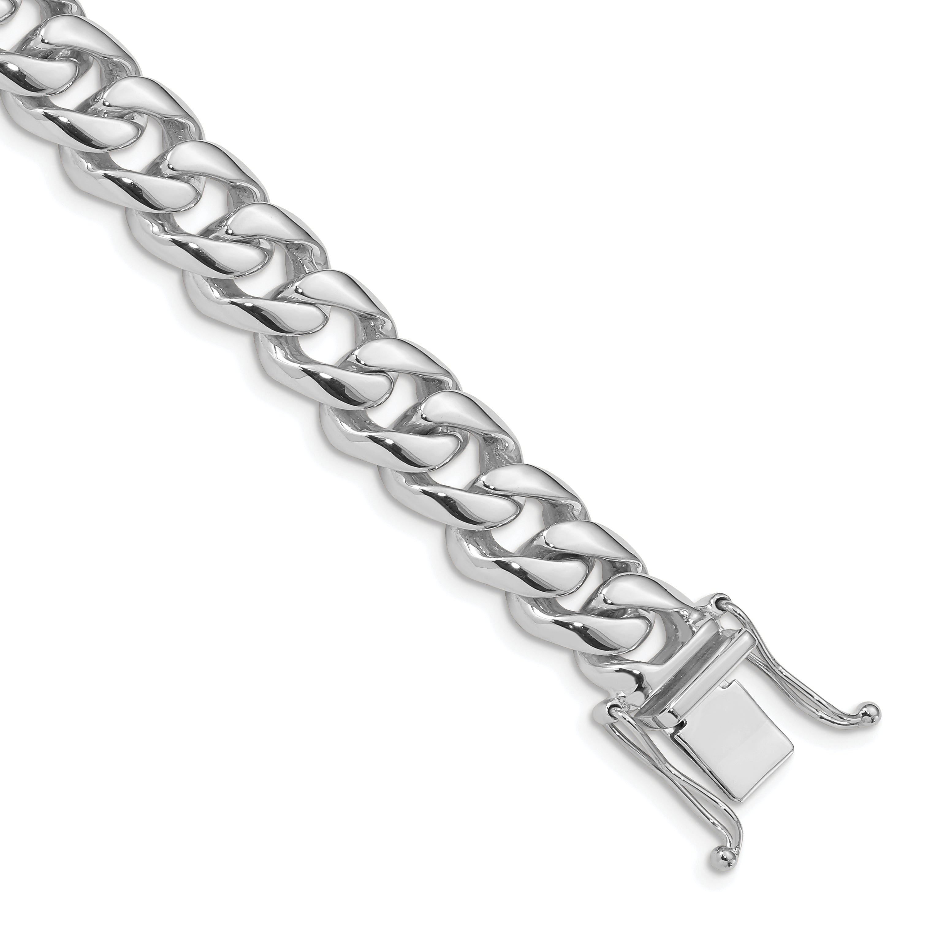 10k White Gold 9.6mm Hand-polished Rounded Curb Link Bracelet Main image