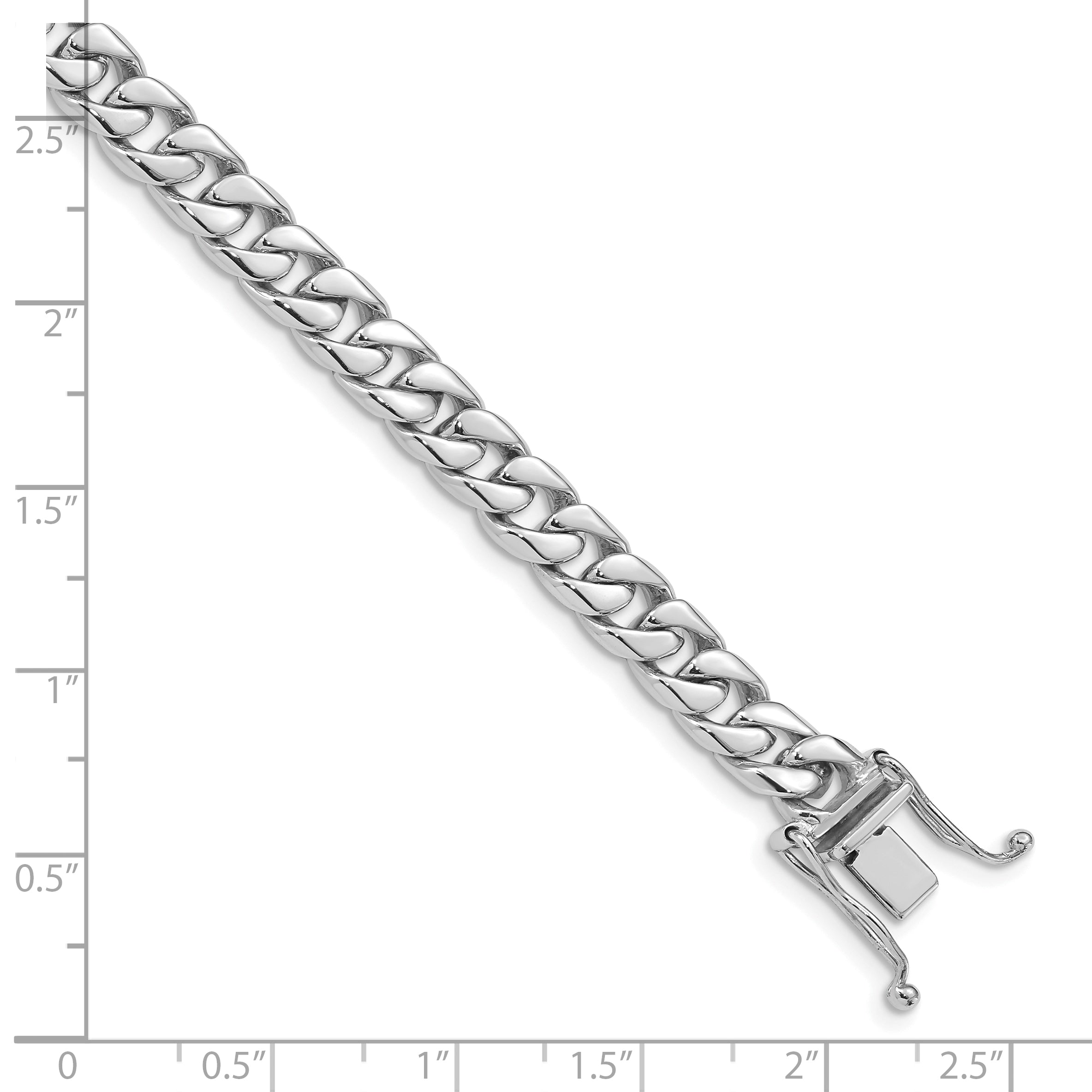 10K White Gold 6.8mm Hand-polished Flat Beveled Curb Link Bracelet Secondary image