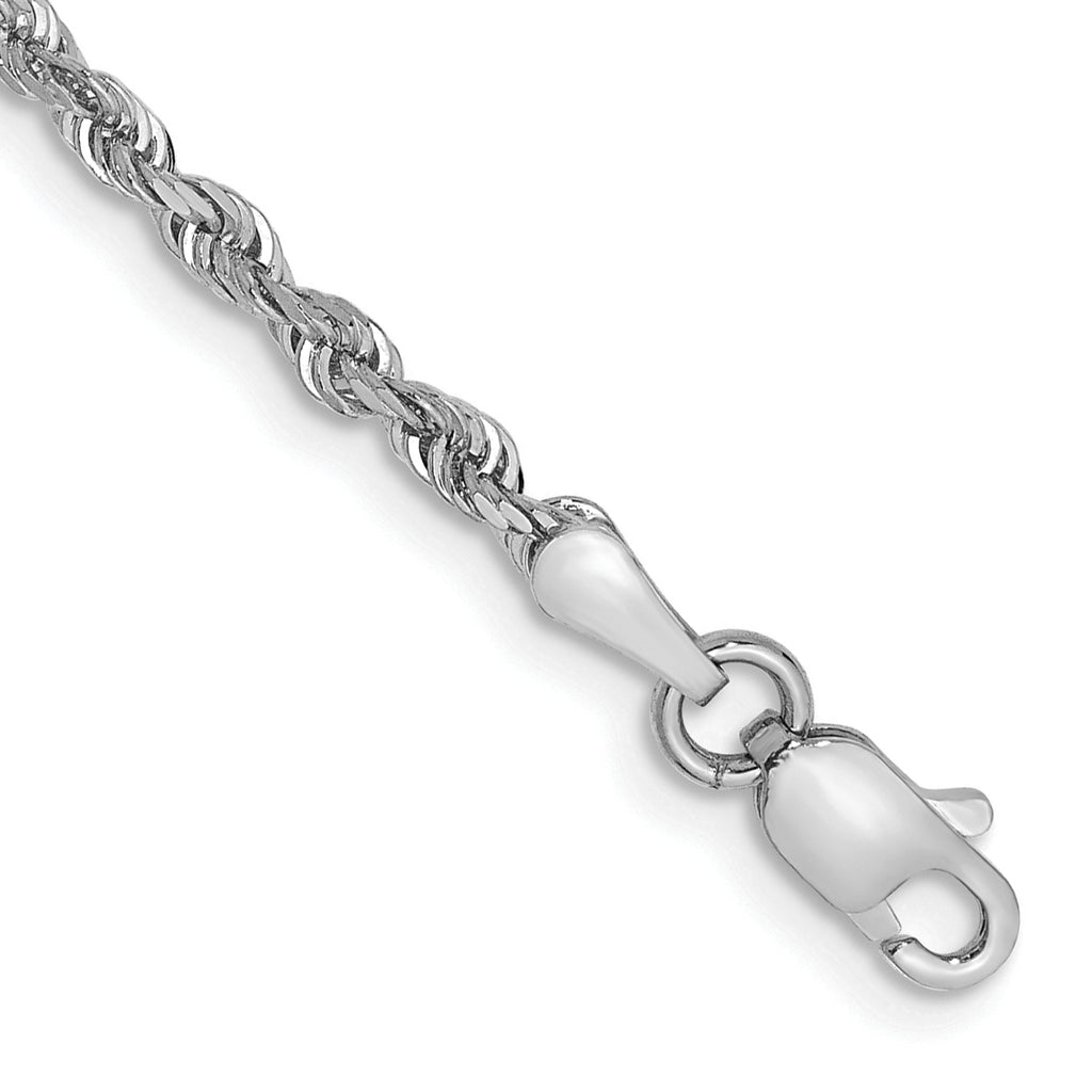 10 Karat White Gold 2.25mm D/C Quadruple Rope Chain Anklet | Sophia Jewelers