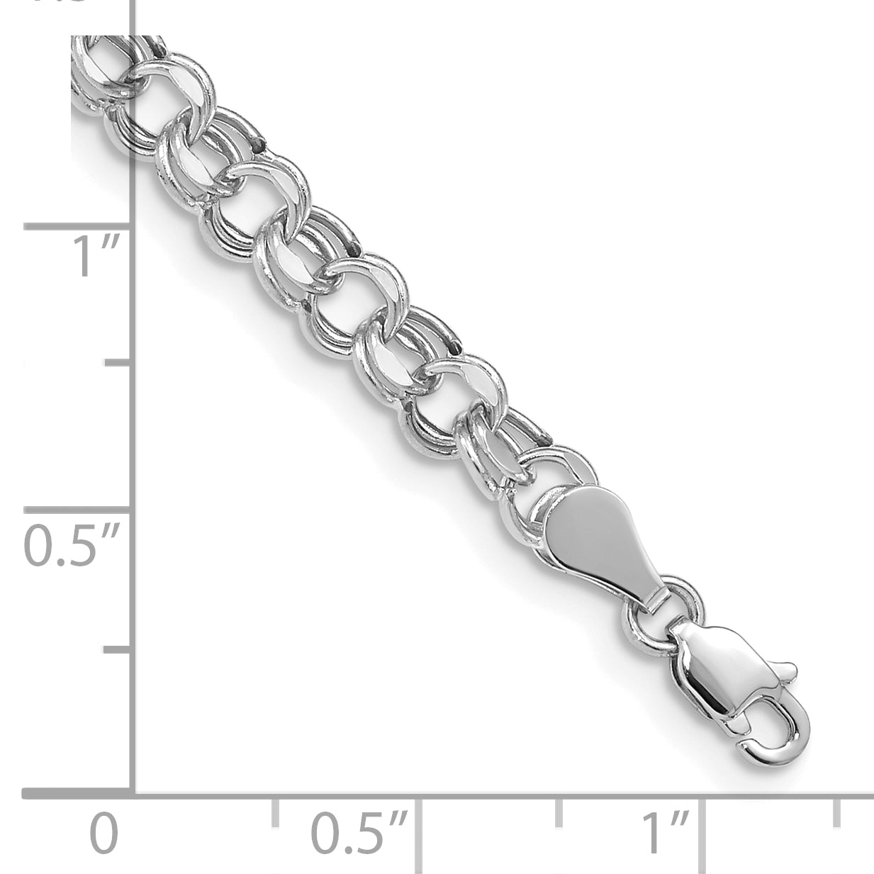 10k White Gold Lite 5mm Double Link Charm Bracelet