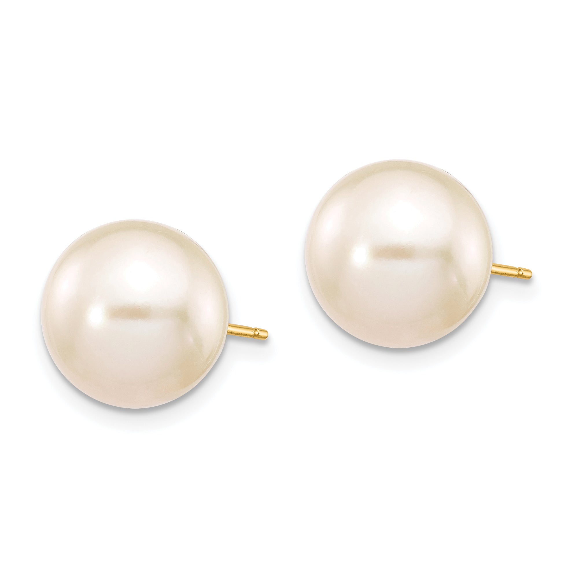 10k 10-11mm White Round Freshwater Cultured Pearl Stud Post Earrings Secondary image