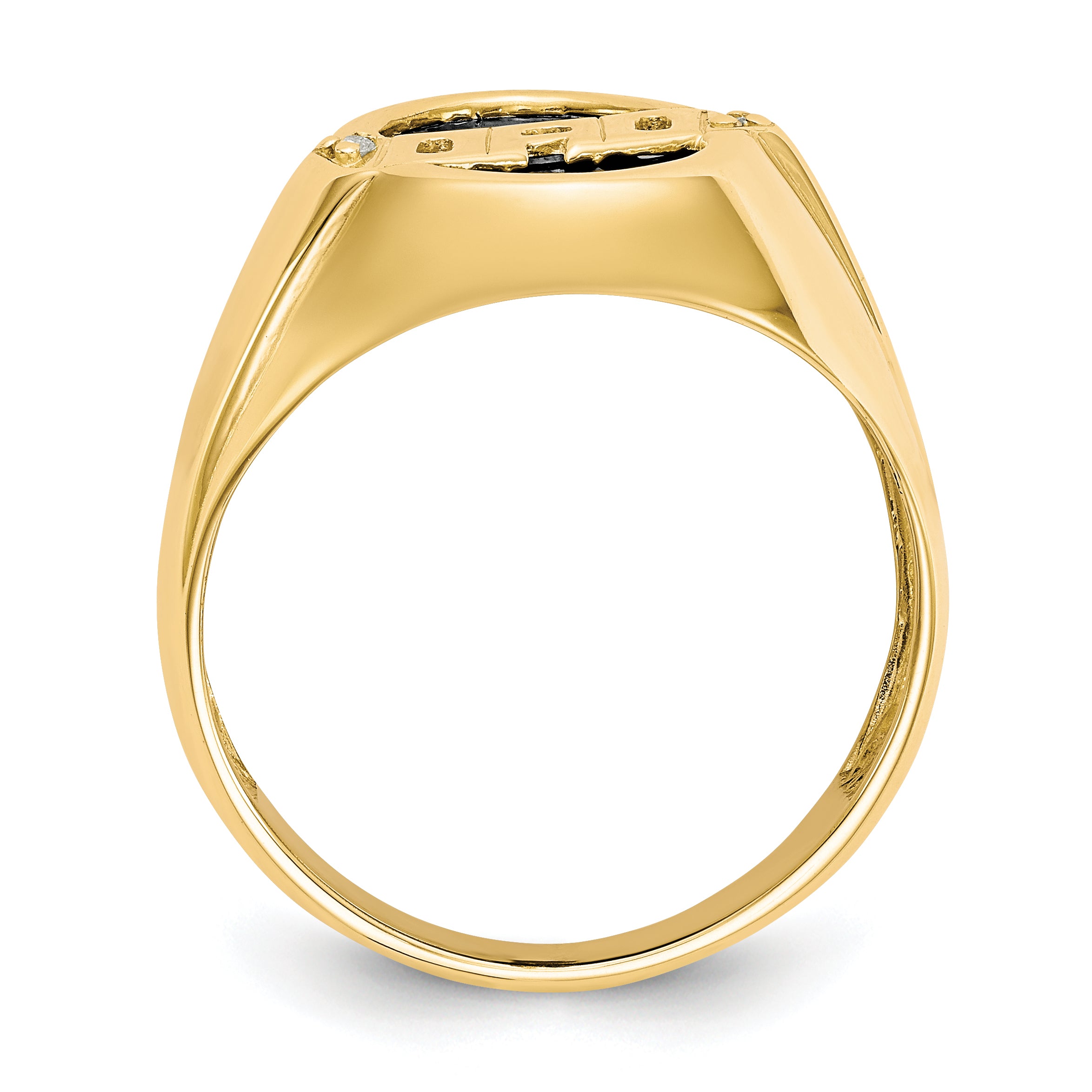 14k Oval Onyx and Diamond Mens DAD Ring