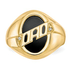14k Oval Onyx and Diamond Mens DAD Ring