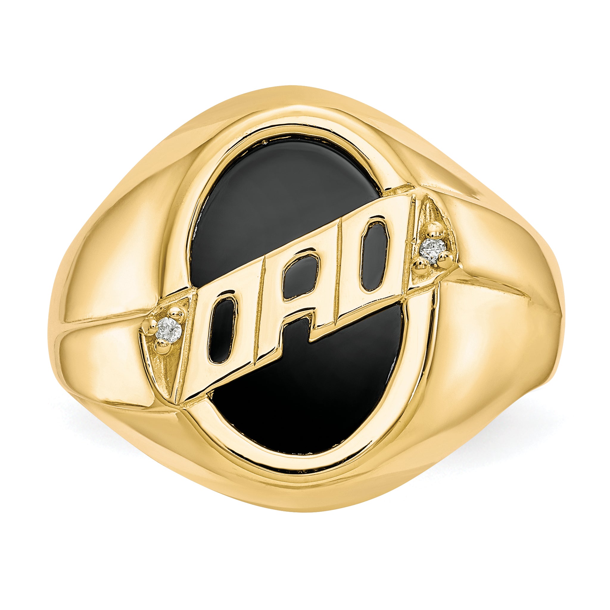 14k Oval Onyx and Diamond Mens DAD Ring