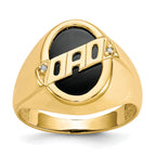 14k Oval Onyx and Diamond Mens DAD Ring