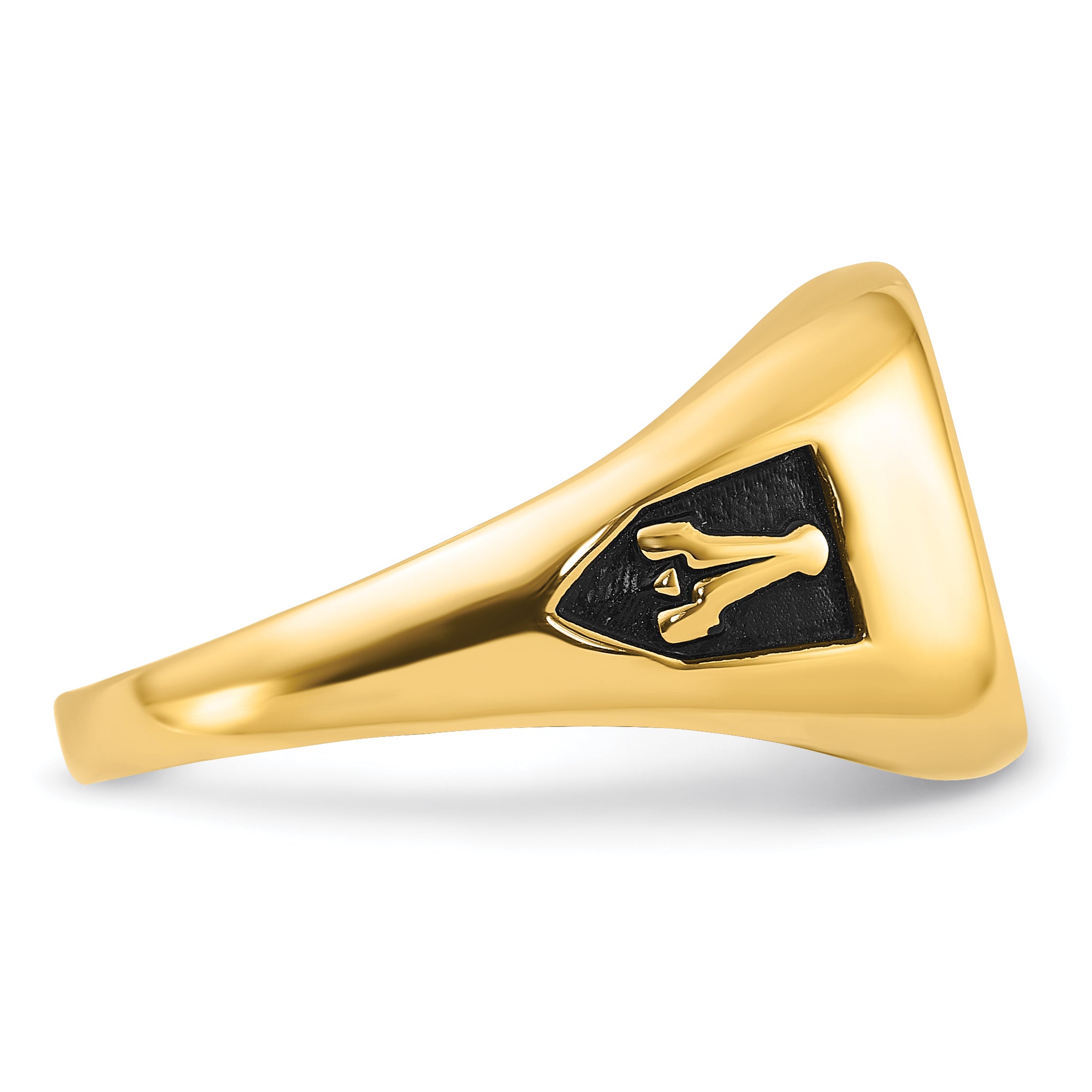 14k Men's Polished and Textured Masonic Ring Mounting (No Stones Included)