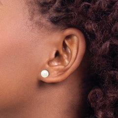 10k 6-7mm White Round Freshwater Cultured Pearl Stud Post Earrings