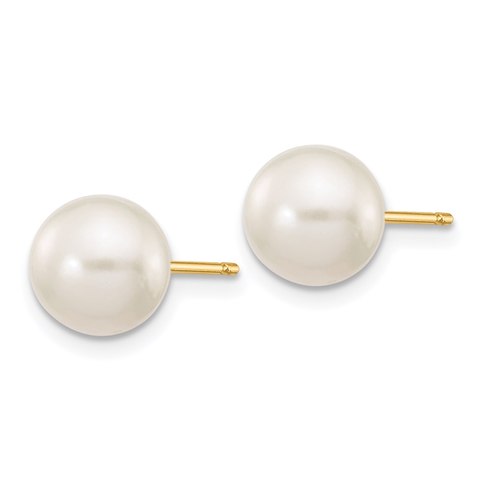 10k 7-8mm White Round Freshwater Cultured Pearl Stud Post Earrings Secondary image