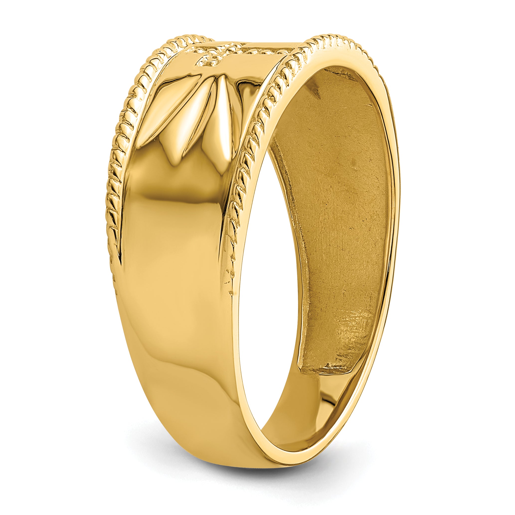14k Men's with Rhodium Cross Wedding Ring Mounting (No Stone Included)