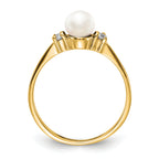 10 Karat 5mm FW Cultured Pearl A Diamond ring - View 3