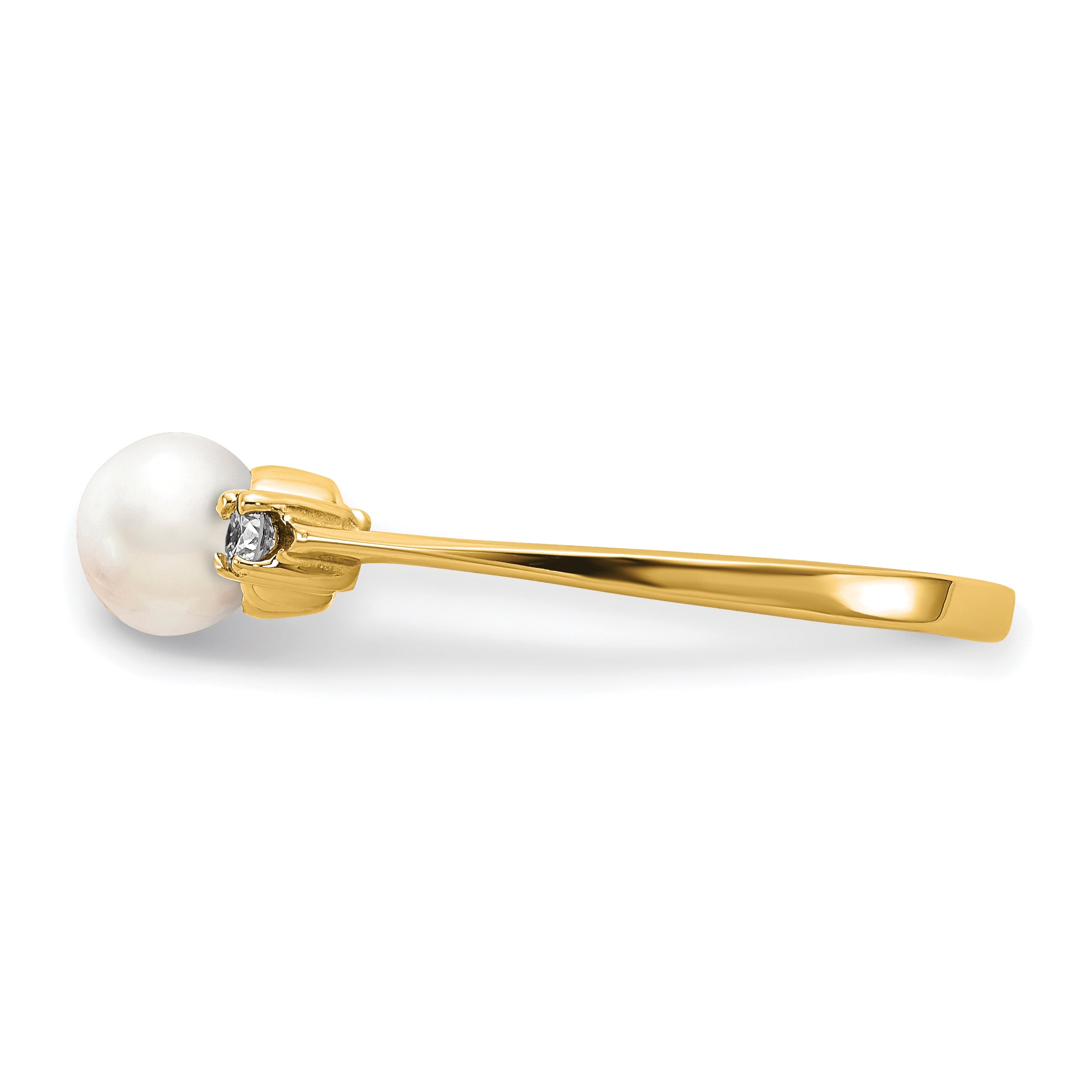10 Karat Polished Diamond & Pearl Ring Mounting - View 3