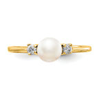 10 Karat Polished Diamond & Pearl Ring Mounting - View 4