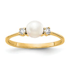 10 Karat 5mm FW Cultured Pearl A Diamond ring | Sophia Jewelers