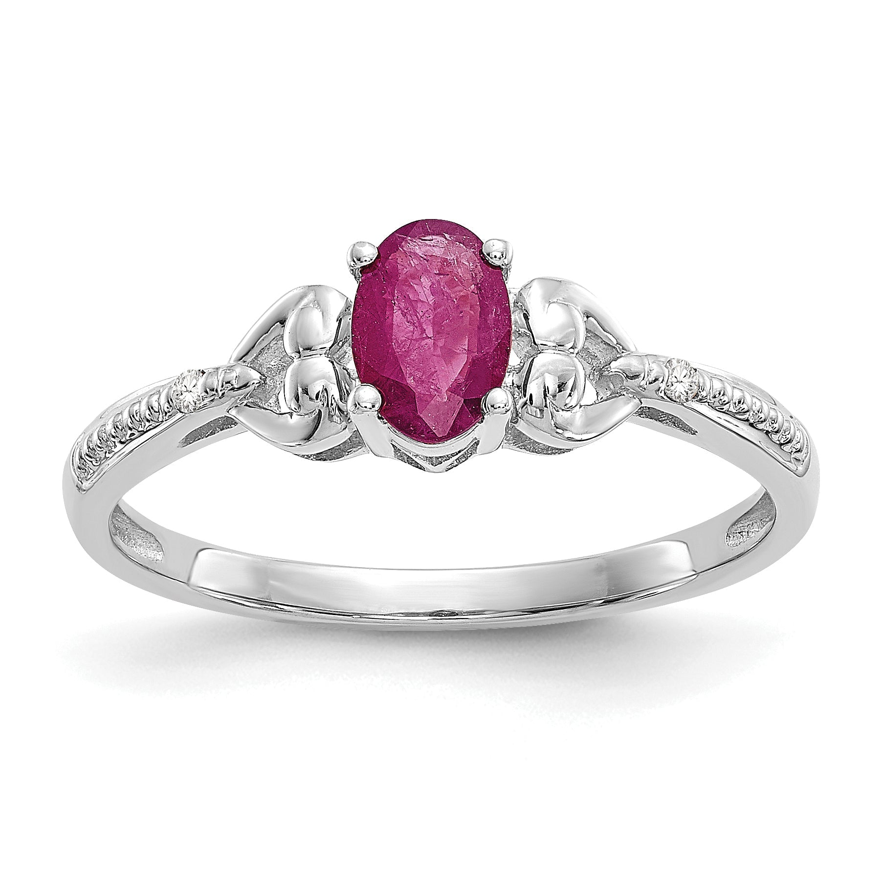 10k White Gold Ruby and Diamond Ring Main image