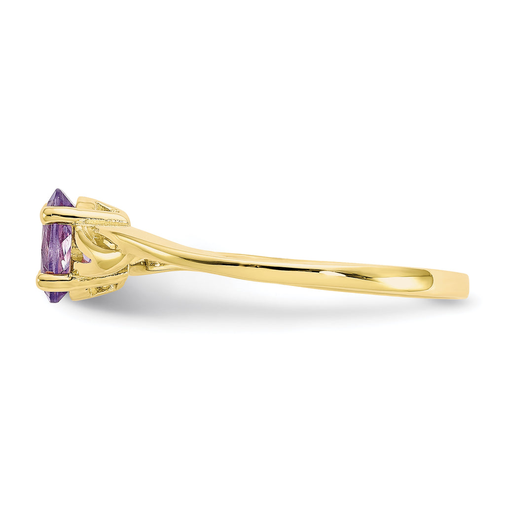 10k Polished Genuine Amethyst Birthstone Ring