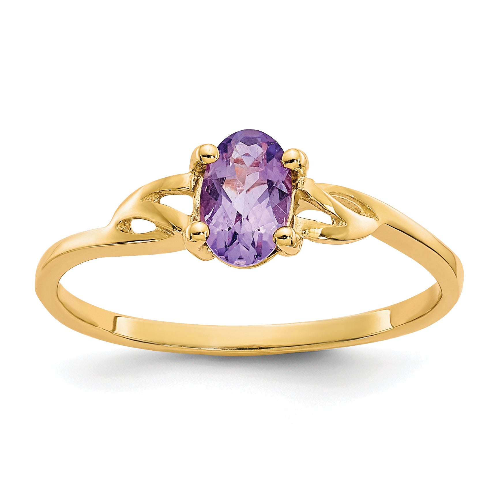 10k Polished Genuine Amethyst Birthstone Ring Main image