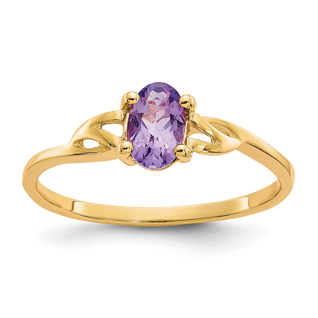 10k Polished Genuine Amethyst Birthstone Ring