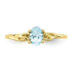 10k Polished Genuine Aquamarine Birthstone Ring
