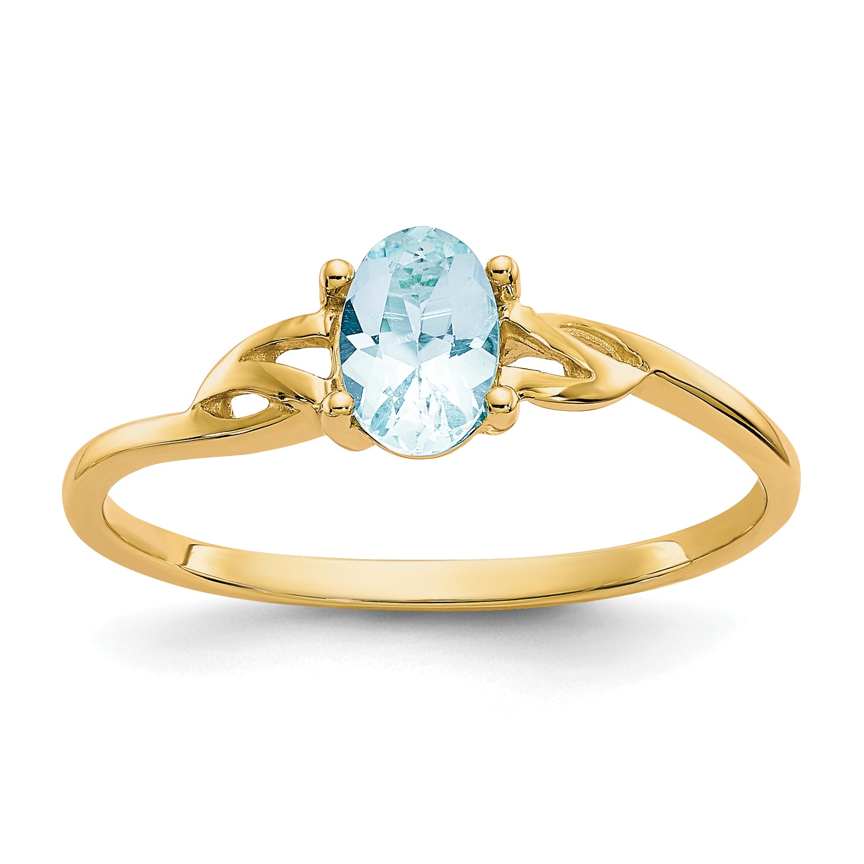 10k Polished Genuine Aquamarine Birthstone Ring Main image