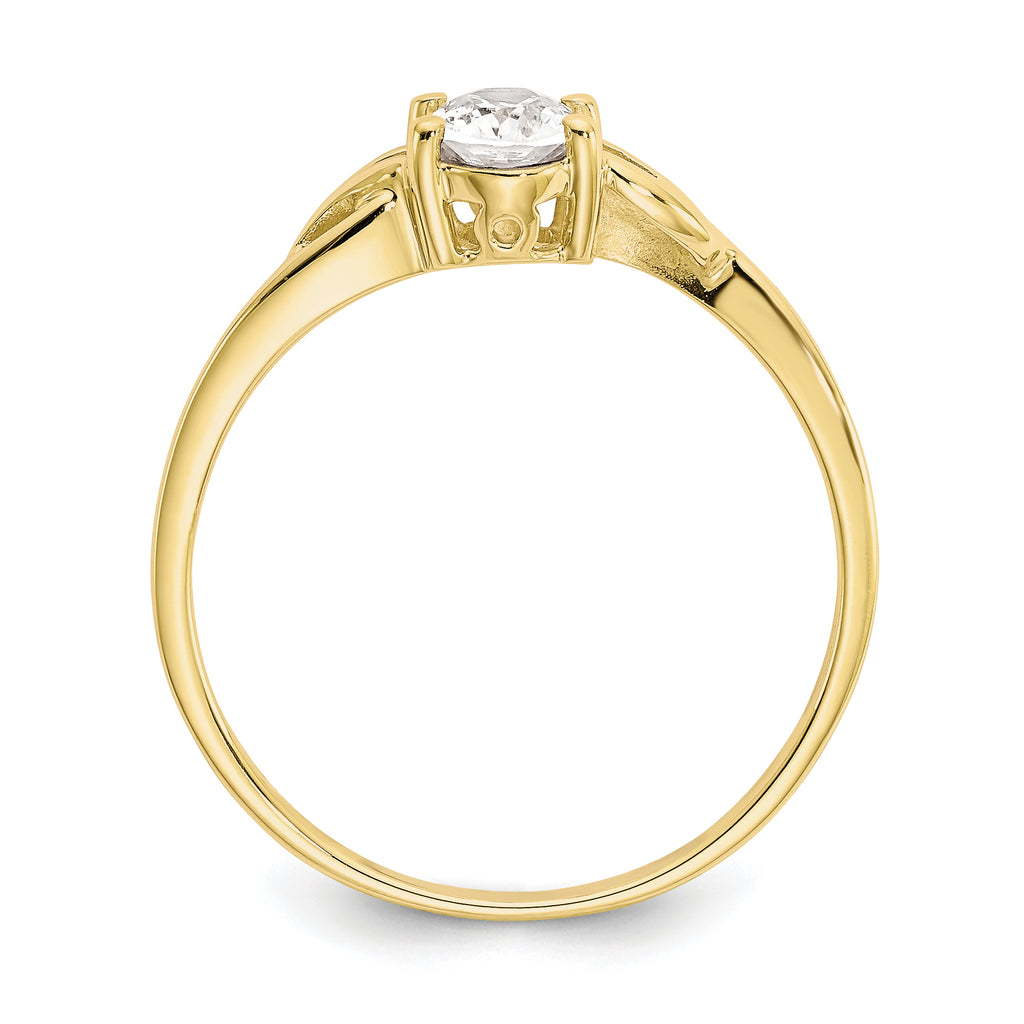 10k Polished Genuine White Topaz Birthstone Ring