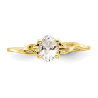 10k Polished Genuine White Topaz Birthstone Ring
