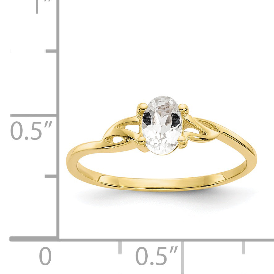 10k Polished Genuine White Topaz Birthstone Ring