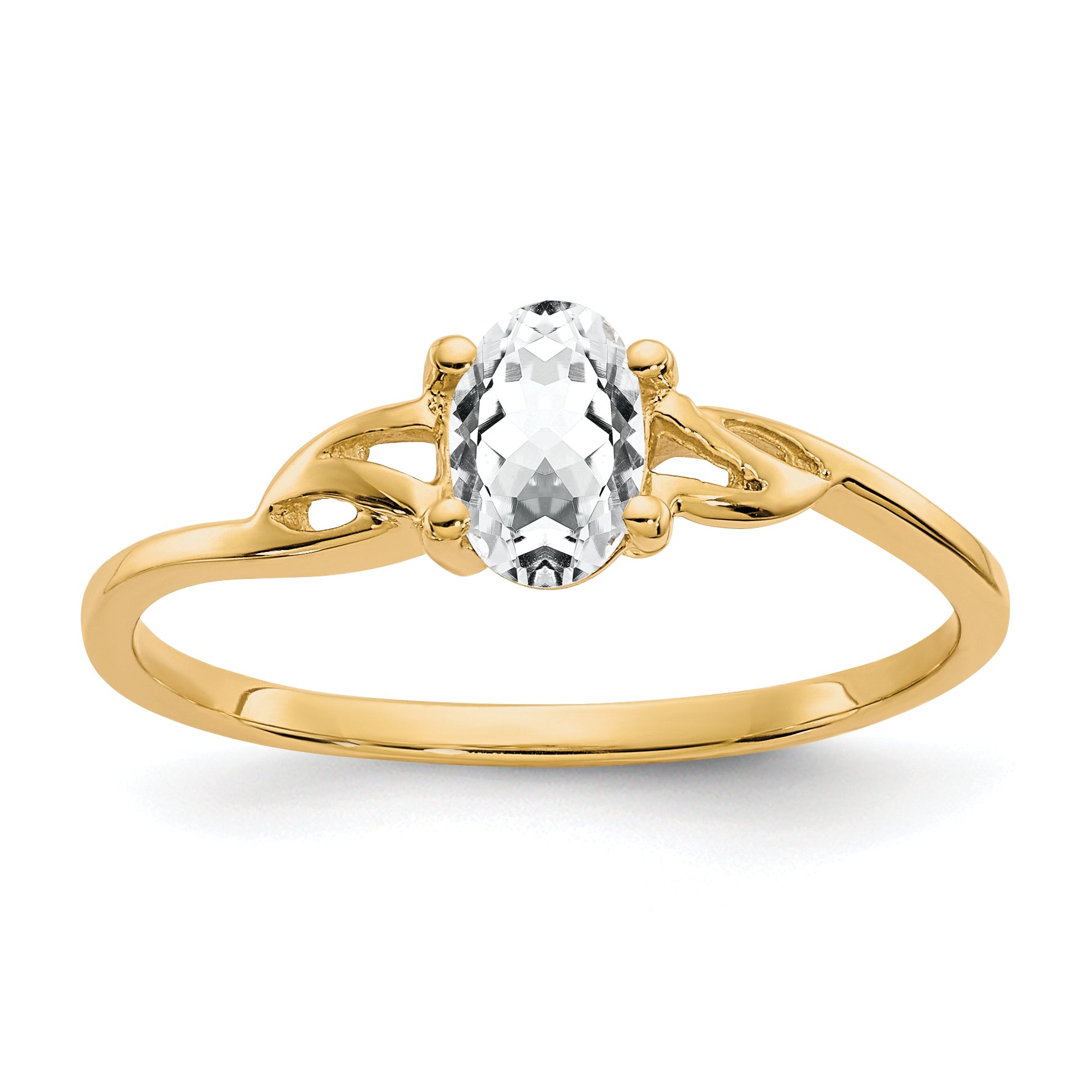 10k Polished Genuine White Topaz Birthstone Ring Main image