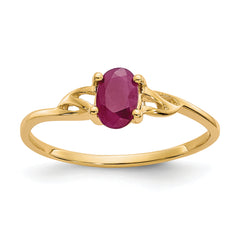 10k Polished Genuine Ruby Birthstone Ring
