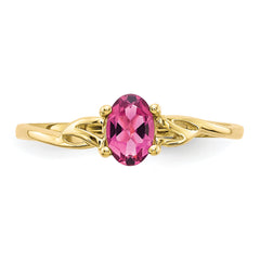 10k Polished Genuine Pink Tourmaline Birthstone Ring