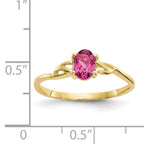 10k Polished Genuine Pink Tourmaline Birthstone Ring