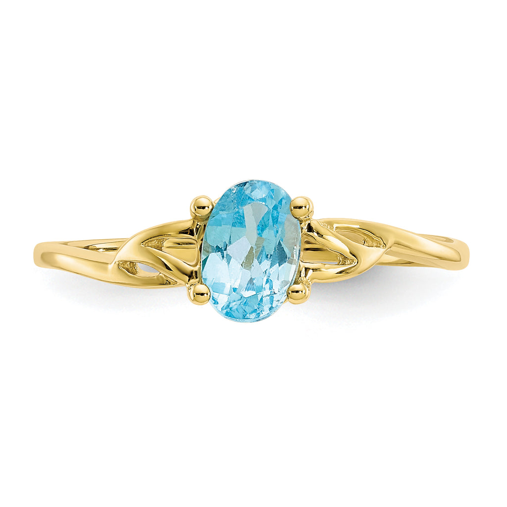 10k Polished Genuine Blue Topaz Birthstone Ring