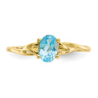 10k Polished Genuine Blue Topaz Birthstone Ring