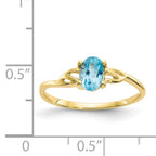 10k Polished Genuine Blue Topaz Birthstone Ring
